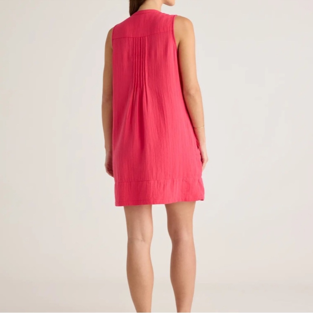 NWT Quince women's 100% organic cotton gauze sleeveless hot pink swing dress M - Picture 3 of 10